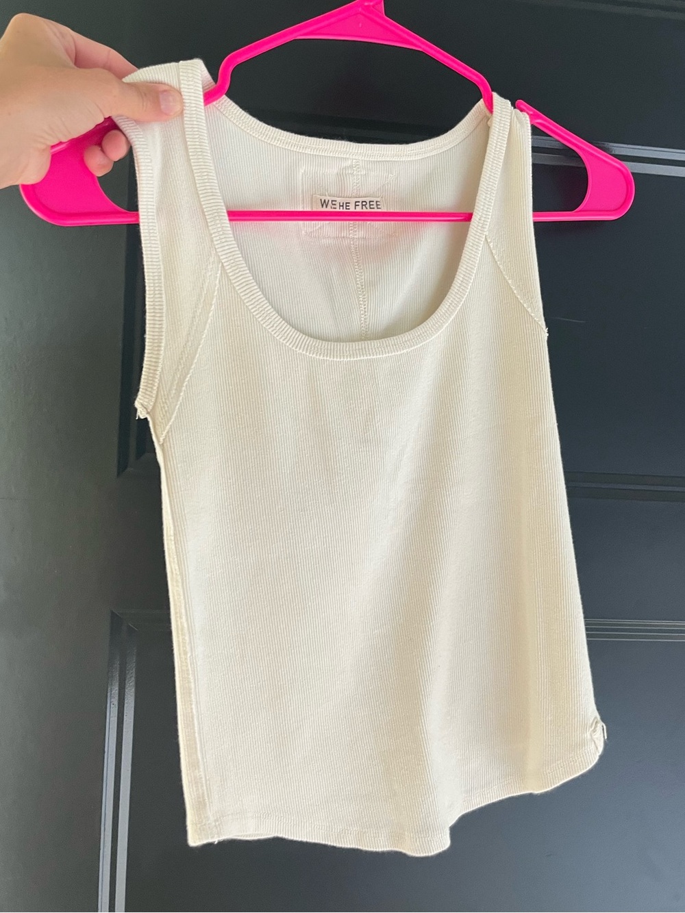 We The Free Cream Ribbed Scoop Tank